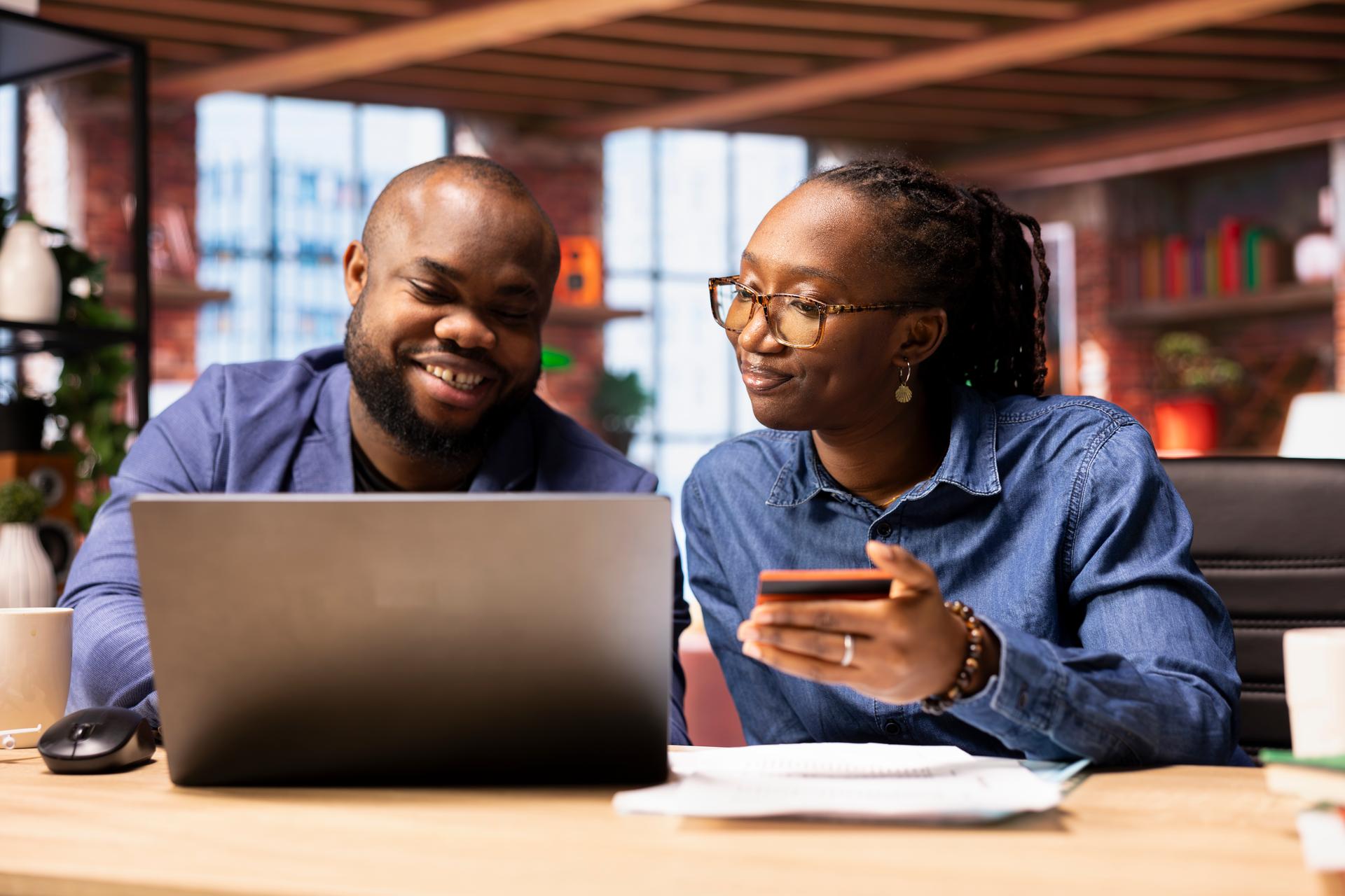 People making payments online